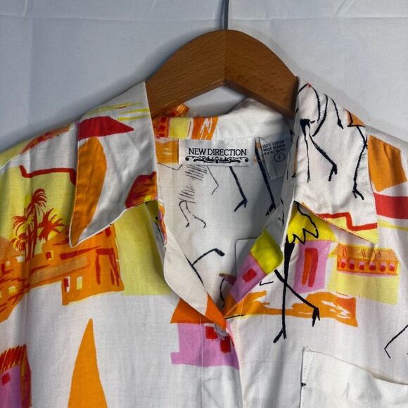 New Direction NWT Novelty Print Cotton Button Up Stick Figure Women Small - Picture 3 of 11